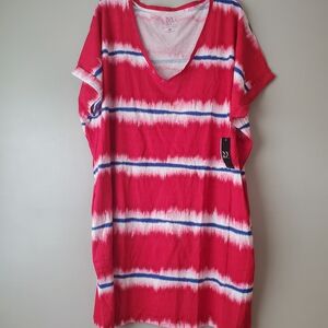 New York & Company Red and Blue Striped Dress